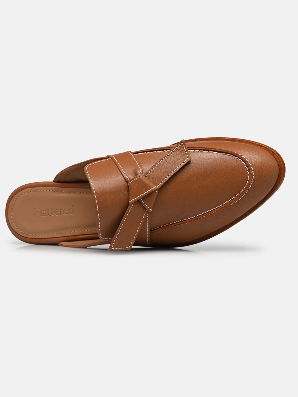 Flattered Anina Cognac Leather Daisy Knotted Slip-On Loafers Ballet Flats Size 6